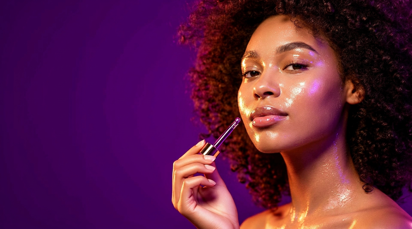 Model with glowing, oil-kissed skin